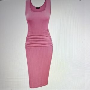 Elegant Pink Sleeveless Midi Dress